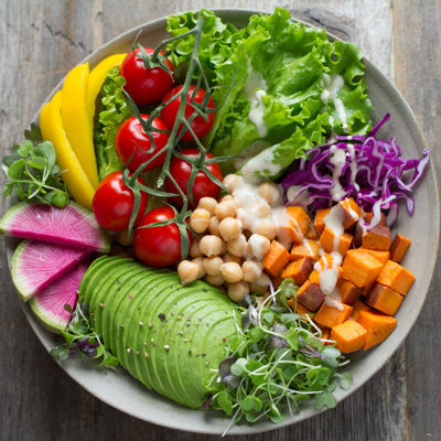 Fresh chickpea tahini salad.