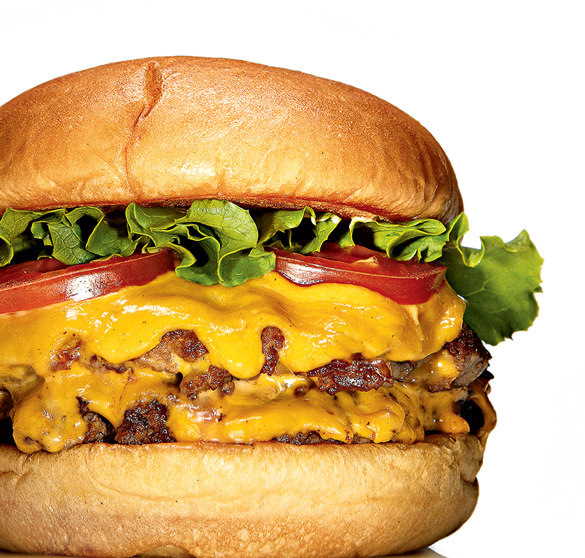 Juicy cheese burger.